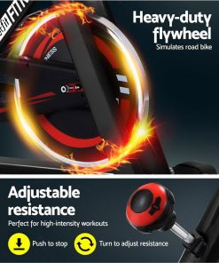 Everfit Spin Exercise Bike Cycling Fitness Commercial Home Workout Gym Black