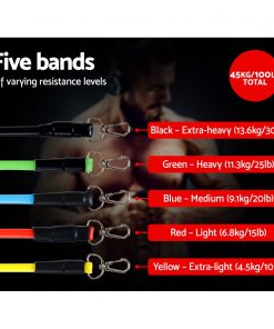 11 PCS Resistance Bands Set Yoga Pilates Abs Exercise Fitness Tube Workout Band