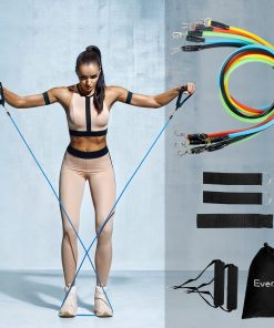 11 PCS Resistance Bands Set Yoga Pilates Abs Exercise Fitness Tube Workout Band