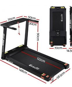 Everfit Electric Treadmill Home Gym Exercise Running Machine Fitness Equipment Compact Fully Foldable 420mm Belt Black