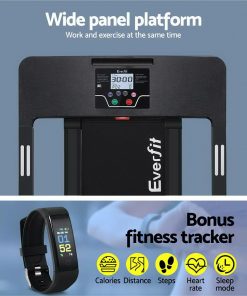 Everfit Electric Treadmill Home Gym Exercise Running Machine Fitness Equipment Compact Fully Foldable 420mm Belt Black
