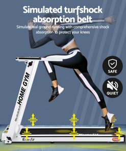 Everfit Electric Treadmill Home Gym Exercise Running Machine Fitness Equipment Compact Fully Foldable 420mm Belt White