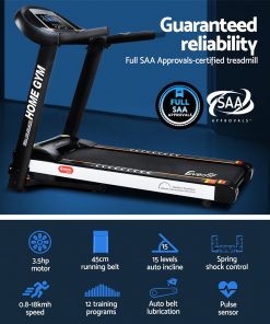 Everfit Electric Treadmill 45cm Incline Running Home Gym Fitness Machine Black