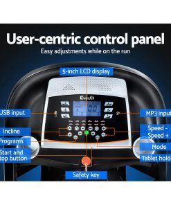 Everfit Electric Treadmill 45cm Incline Running Home Gym Fitness Machine Black