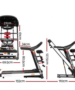 Everfit Electric Treadmill 450mm 18kmh 3.5HP Auto Incline Home Gym Run Exercise Machine Fitness Dumbbell Massager Sit Up Bar