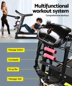 Everfit Electric Treadmill 450mm 18kmh 3.5HP Auto Incline Home Gym Run Exercise Machine Fitness Dumbbell Massager Sit Up Bar