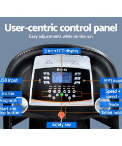 Everfit Electric Treadmill 450mm 18kmh 3.5HP Auto Incline Home Gym Run Exercise Machine Fitness Dumbbell Massager Sit Up Bar