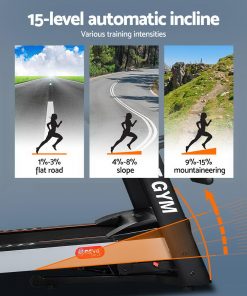 Everfit Electric Treadmill 450mm 18kmh 3.5HP Auto Incline Home Gym Run Exercise Machine Fitness Dumbbell Massager Sit Up Bar