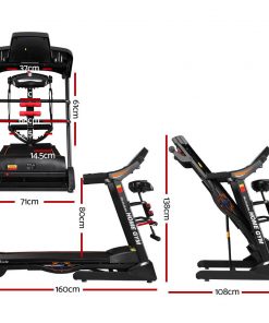 Everfit Electric Treadmill 480mm 18kmh 3.5HP Auto Incline Home Gym Run Exercise Machine Fitness Dumbbell Massager Sit Up Bar