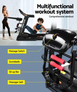 Everfit Electric Treadmill 480mm 18kmh 3.5HP Auto Incline Home Gym Run Exercise Machine Fitness Dumbbell Massager Sit Up Bar
