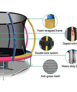 Everfit 10FT Trampoline Round Trampolines With Basketball Hoop Kids Present Gift Enclosure Safety Net Pad Outdoor Multi-coloured