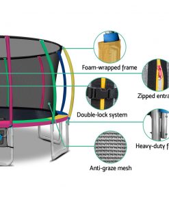 Everfit 16FT Trampoline Round Trampolines With Basketball Hoop Kids Present Gift Enclosure Safety Net Pad Outdoor Multi-coloured