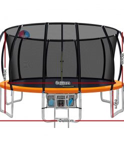 Everfit 16FT Trampoline Round Trampolines With Basketball Hoop Kids Present Gift Enclosure Safety Net Pad Outdoor Multi-coloured
