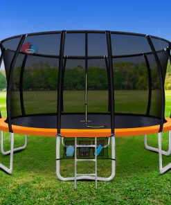 Everfit 16FT Trampoline Round Trampolines With Basketball Hoop Kids Present Gift Enclosure Safety Net Pad Outdoor Multi-coloured