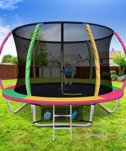 Everfit 8FT Trampoline Round Trampolines Kids Present Gift Enclosure Safety Net Pad Outdoor Multi-coloured