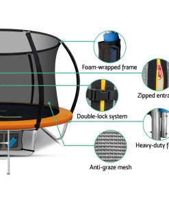 Everfit 8FT Trampoline Round Trampolines Kids Present Gift Enclosure Safety Net Pad Outdoor Orange