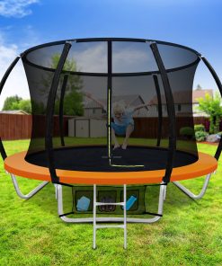 Everfit 8FT Trampoline Round Trampolines Kids Present Gift Enclosure Safety Net Pad Outdoor Orange