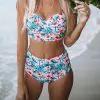 Women’s Tropical Patterned Two Pieces Swimsuit
