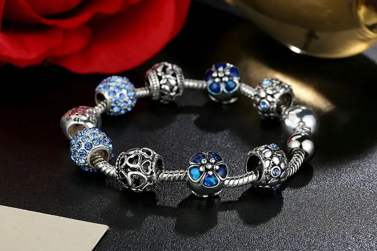 Women's Elegant Silver Beaded Bracelet